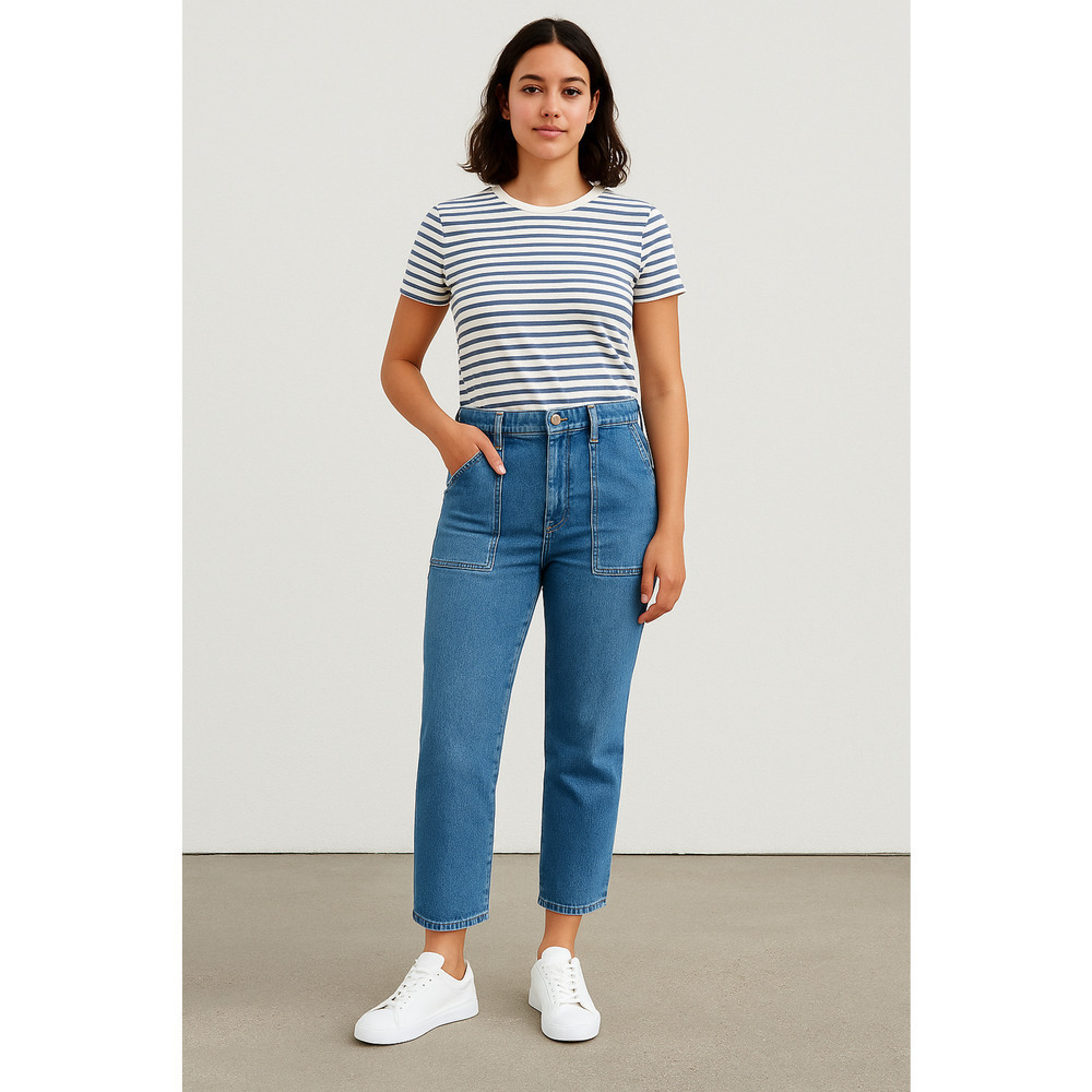New J.Crew Women’s Utility Workwear Jeans Blue Size 31 Cropped Straight Leg